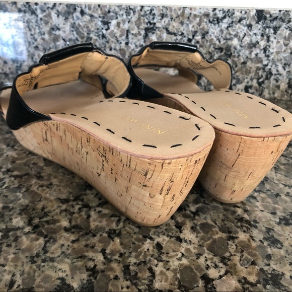 Nine West Black Patent Leather Cork Wedges - Picture 6 of 7